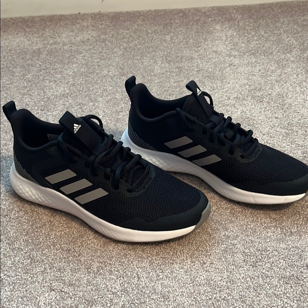Adidas Cloudfoam Black and White Athletic Shoes with Mesh Uppers